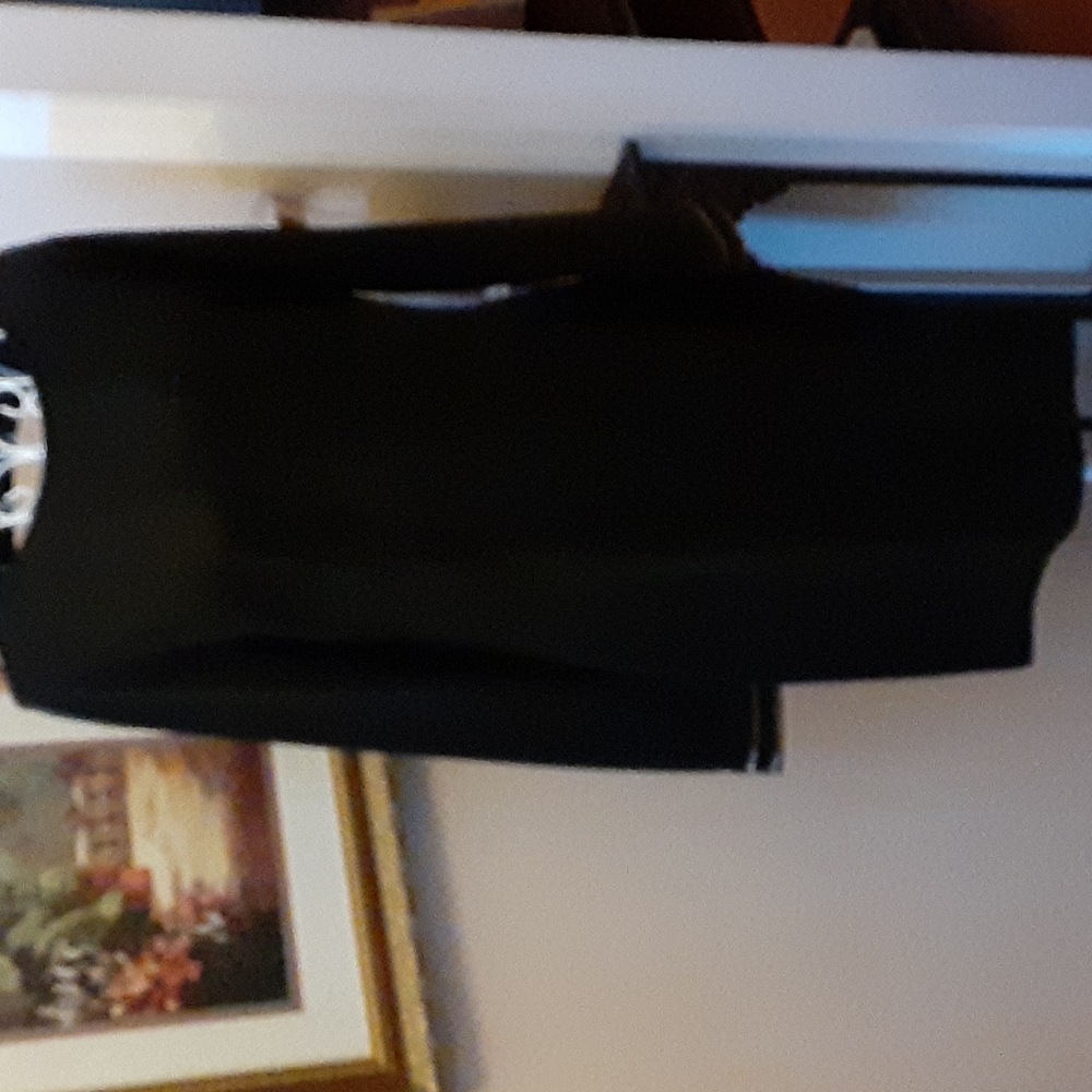 Kardashian Kollection stretch black dress open back gold "zipper" trim XL EUC…
